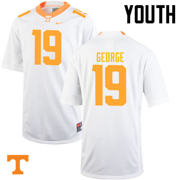 Youth #19 Jeff George Tennessee Volunteers College Football Jerseys-White - Click Image to Close